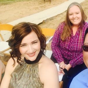 Laundry formal mixed metallic bow tie dress